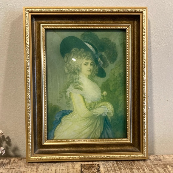 Convex Bubble Glass Framed Portrait Print Ornate Gold Frame 8x10 Victorian Lady - Picture 4 of 16